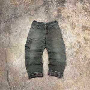 Flannel Lined Canvas Relaxed Fit Green Carpenter Pants Grey 30x30 Arborwear